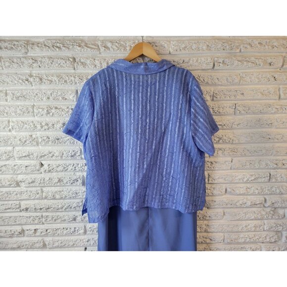 CM Shapes Women Dress 2XWP Plus Petite with Sheer Crepe Overlay Top BLU27E - Picture 8 of 13